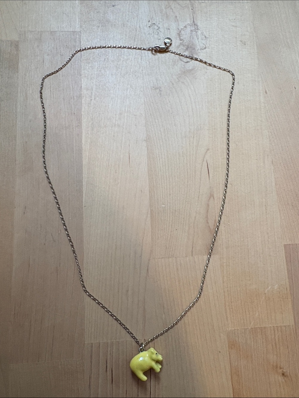 Yellow Hippo Pendant Necklace - Delicate Chain